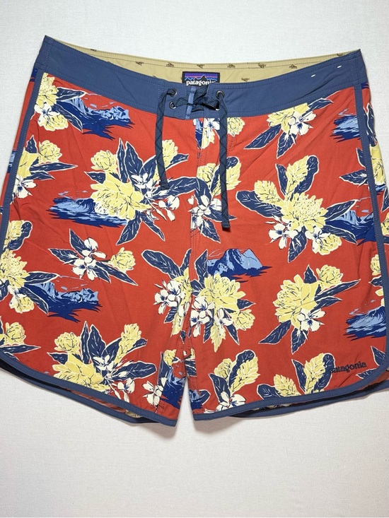 Patagonia Other - Patagonia Men’s Red Floral Boardshorts with Navy Trim